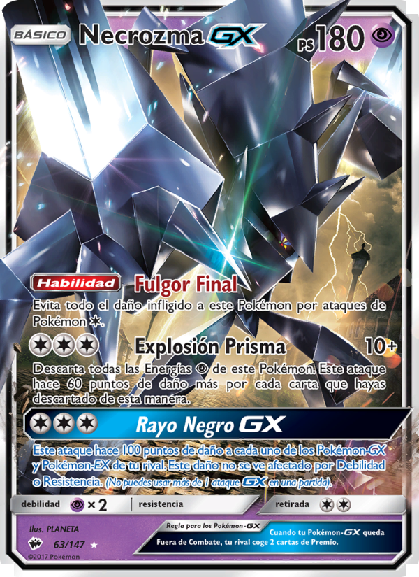 Necrozma GX 63 — Burning Shadows (Spanish Pokémon TCG card)