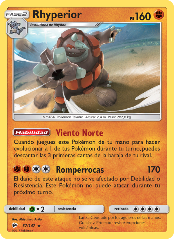 Rhyperior 67 — Burning Shadows (Spanish Pokémon TCG card)