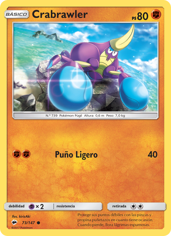 Crabrawler 73 — Burning Shadows (Spanish Pokémon TCG card)