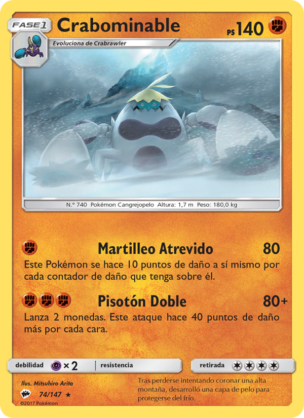 Crabominable 74 — Burning Shadows (Spanish Pokémon TCG card)
