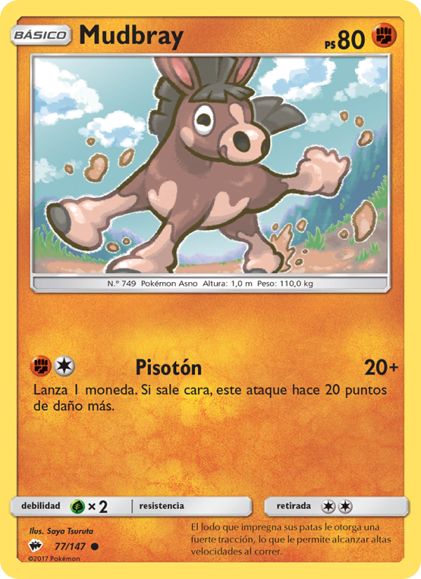 Mudbray 77 — Burning Shadows (Spanish Pokémon TCG card)