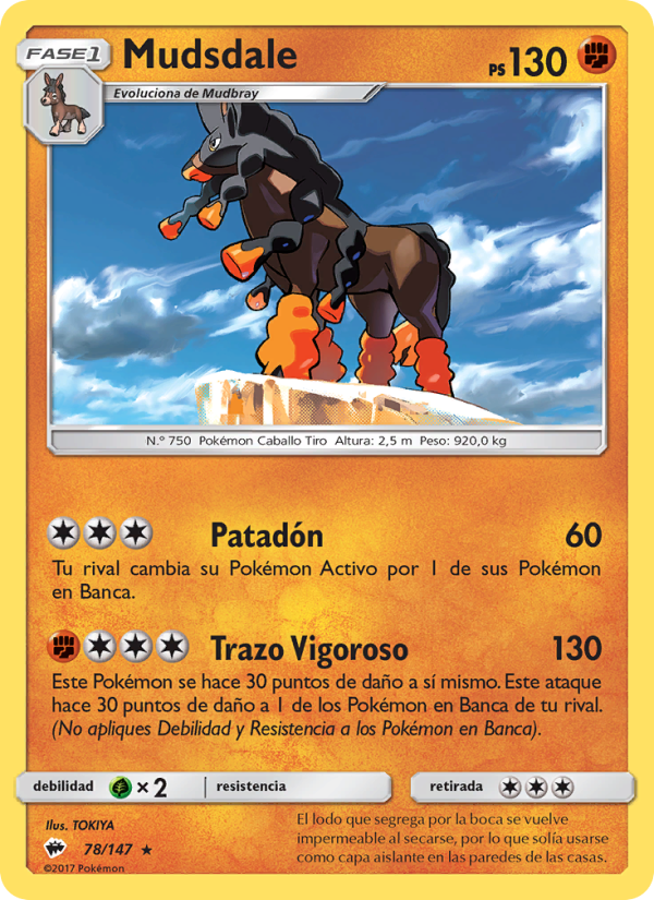 Mudsdale 78 — Burning Shadows (Spanish Pokémon TCG card)