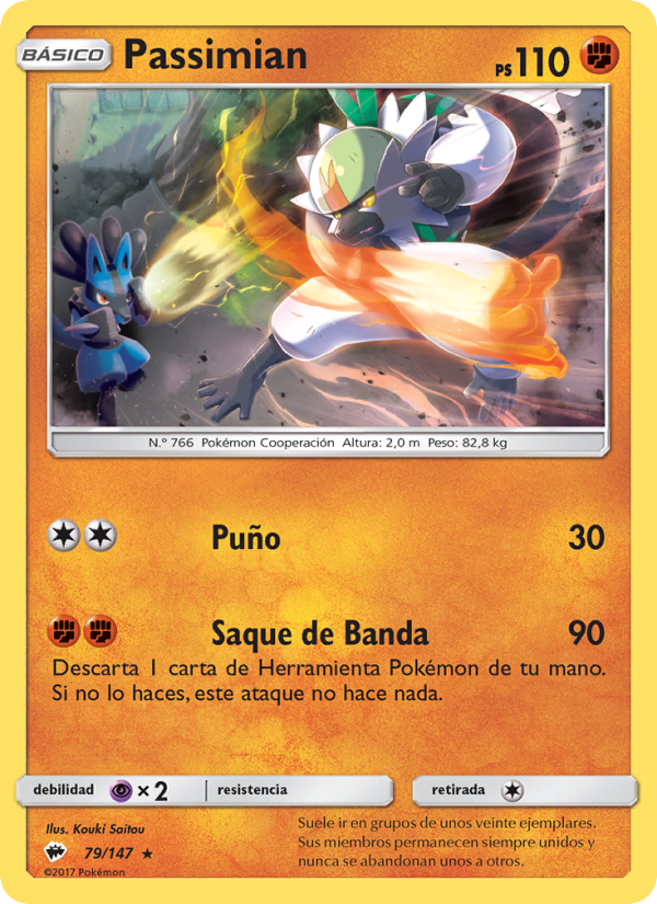 Passimian 79 — Burning Shadows (Spanish Pokémon TCG card)