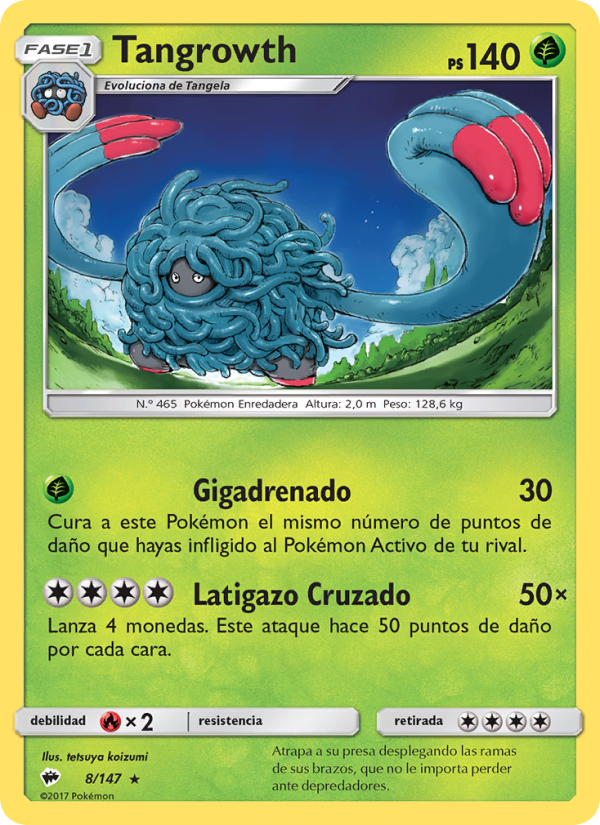 Tangrowth 8 — Burning Shadows (Spanish Pokémon TCG card)