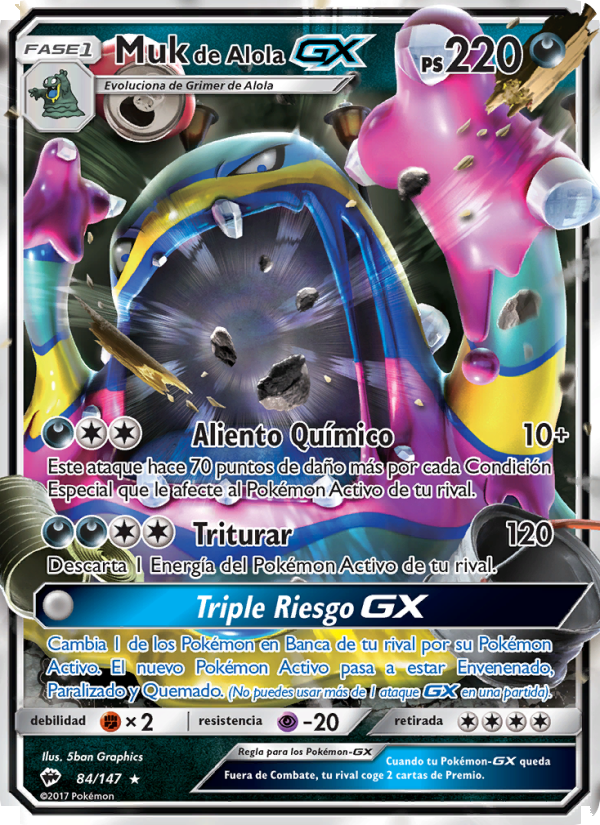 Muk de Alola GX 84 — Burning Shadows (Spanish Pokémon TCG card)