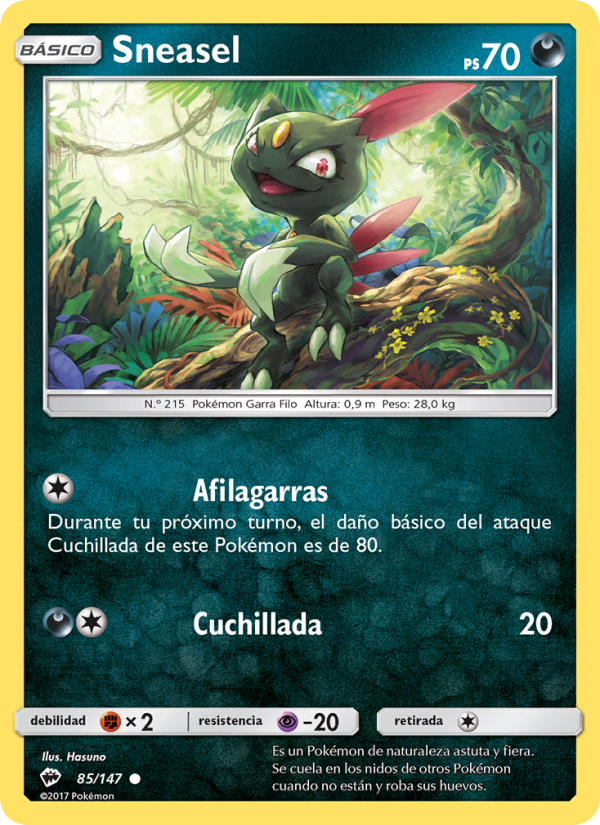 Sneasel 85 — Burning Shadows (Spanish Pokémon TCG card)