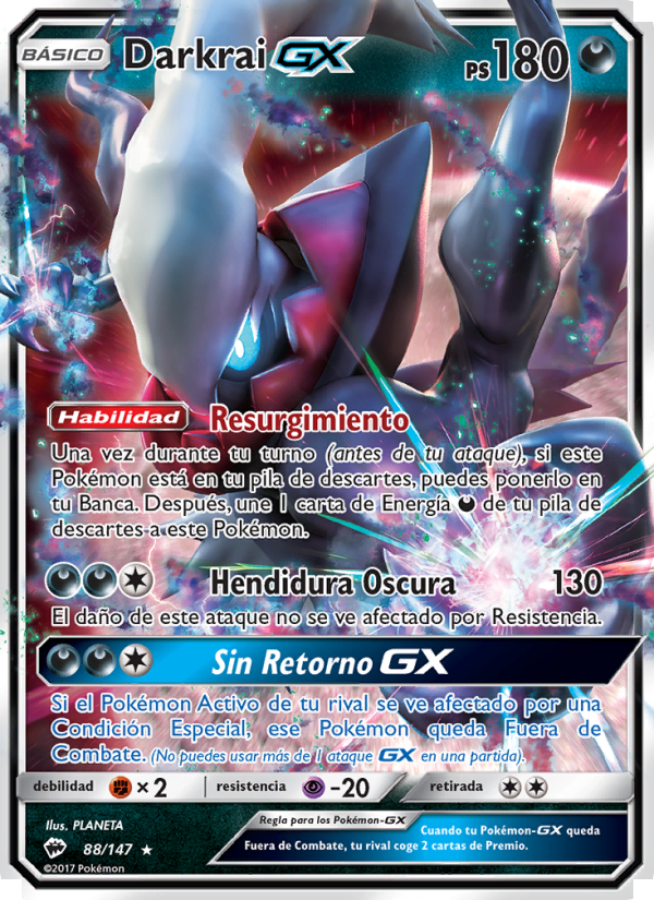 Darkrai GX 88 — Burning Shadows (Spanish Pokémon TCG card)