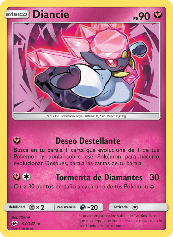 Diancie 94 — Burning Shadows (Spanish Pokémon TCG card)