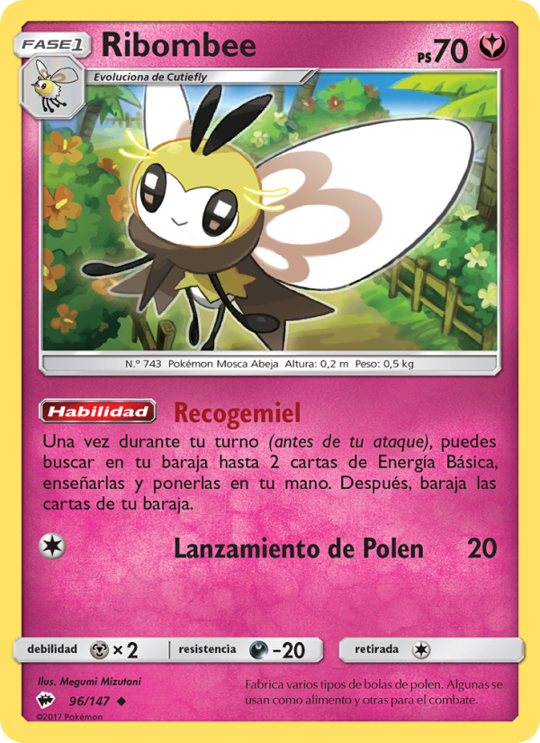 Ribombee 96 — Burning Shadows (Spanish Pokémon TCG card)