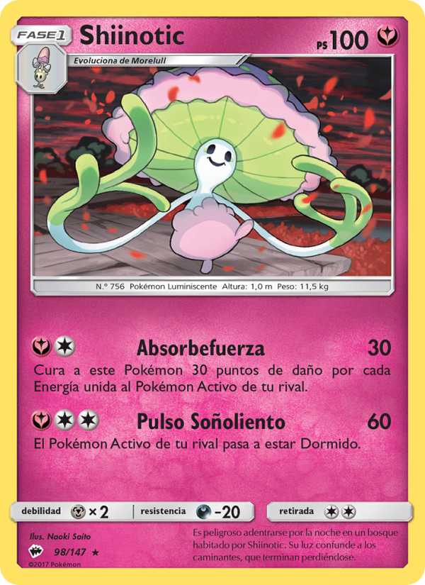 Shiinotic 98 — Burning Shadows (Spanish Pokémon TCG card)