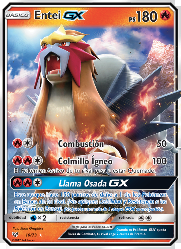 Entei GX 10 — Schimmernde Legenden (Spanish Pokémon TCG card)
