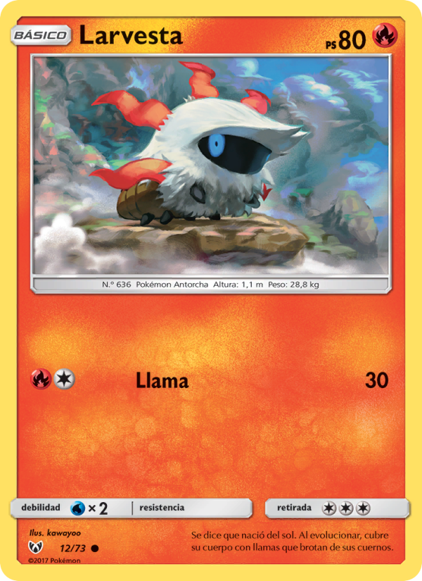 Larvesta 12 — Schimmernde Legenden (Spanish Pokémon TCG card)