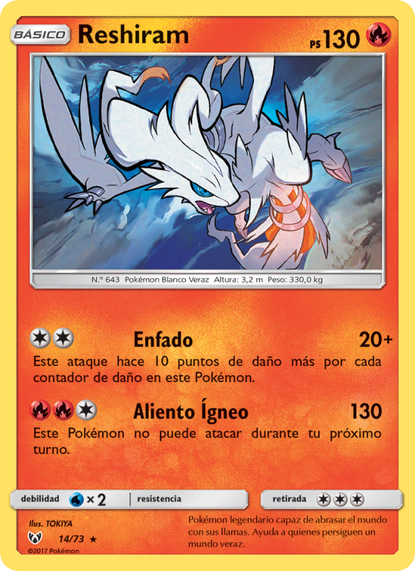 Reshiram 14 — Schimmernde Legenden (Spanish Pokémon TCG card)