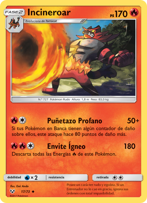 Incineroar 17 — Schimmernde Legenden (Spanish Pokémon TCG card)