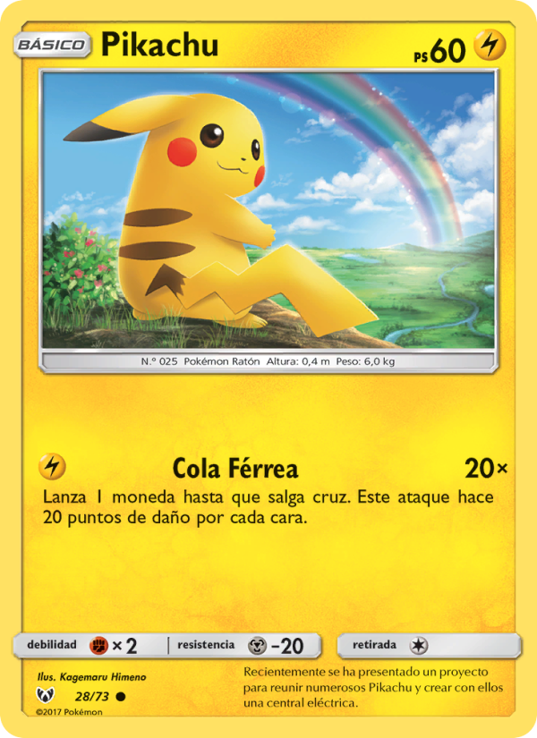 Pikachu 28 — Schimmernde Legenden (Spanish Pokémon TCG card)