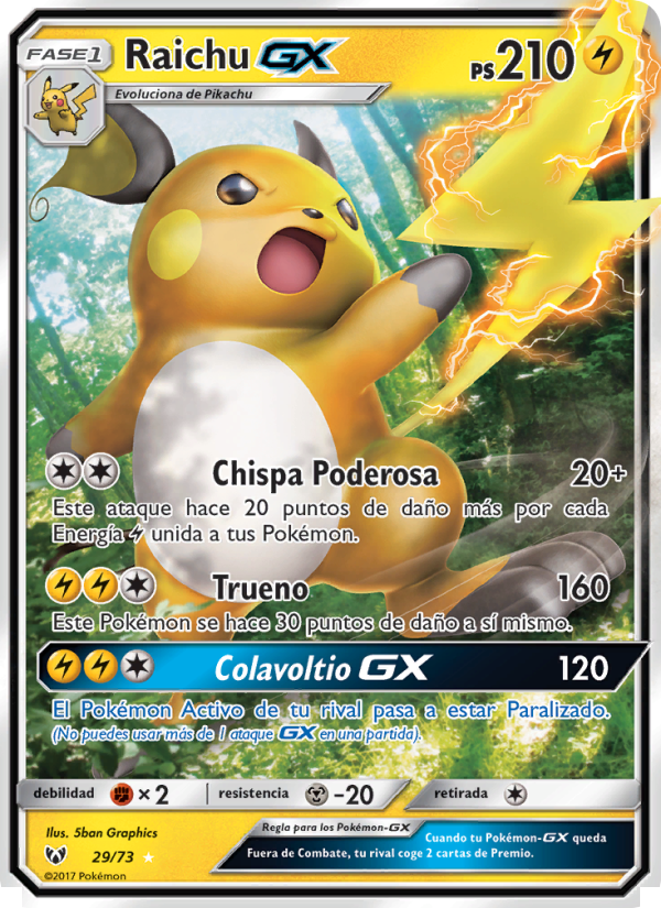 Raichu GX 29 — Schimmernde Legenden (Spanish Pokémon TCG card)