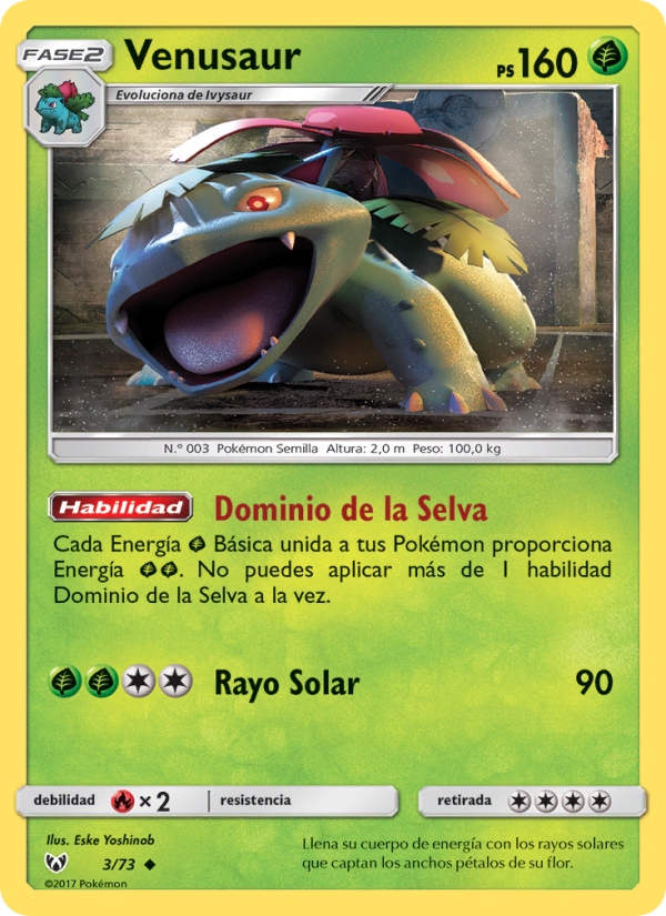 Venusaur 3 — Schimmernde Legenden (Spanish Pokémon TCG card)