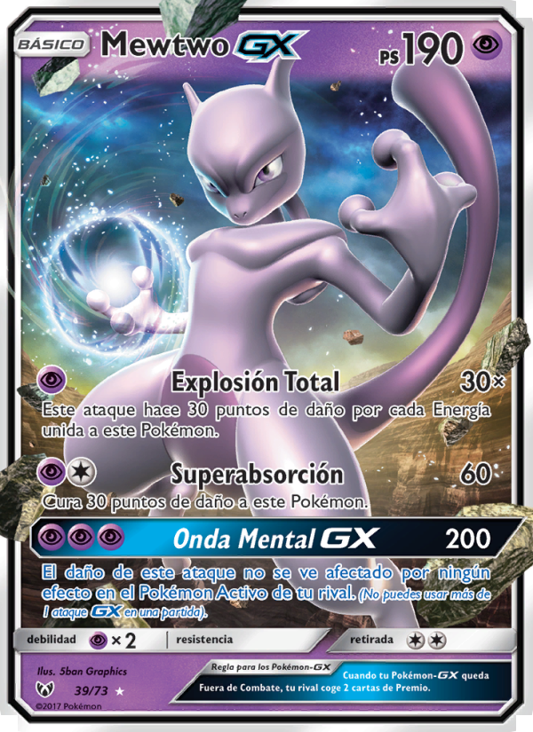 Mewtwo GX 39 — Schimmernde Legenden (Spanish Pokémon TCG card)