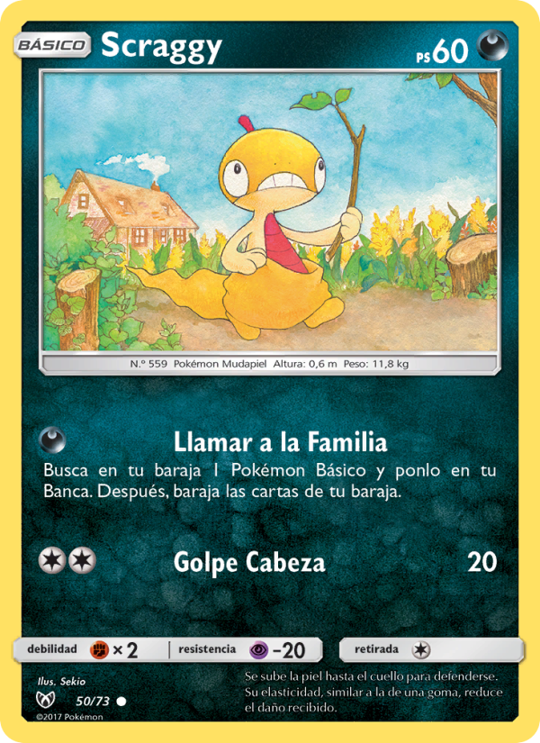 Scraggy 50 — Schimmernde Legenden (Spanish Pokémon TCG card)