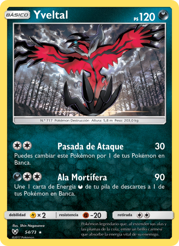 Yveltal 54 — Schimmernde Legenden (Spanish Pokémon TCG card)