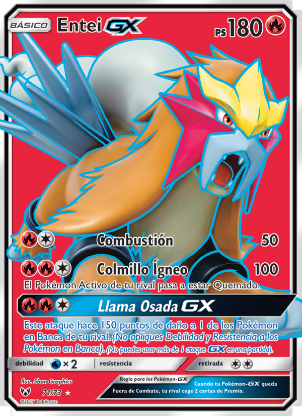 Entei GX 71 — Schimmernde Legenden (Spanish Pokémon TCG card)