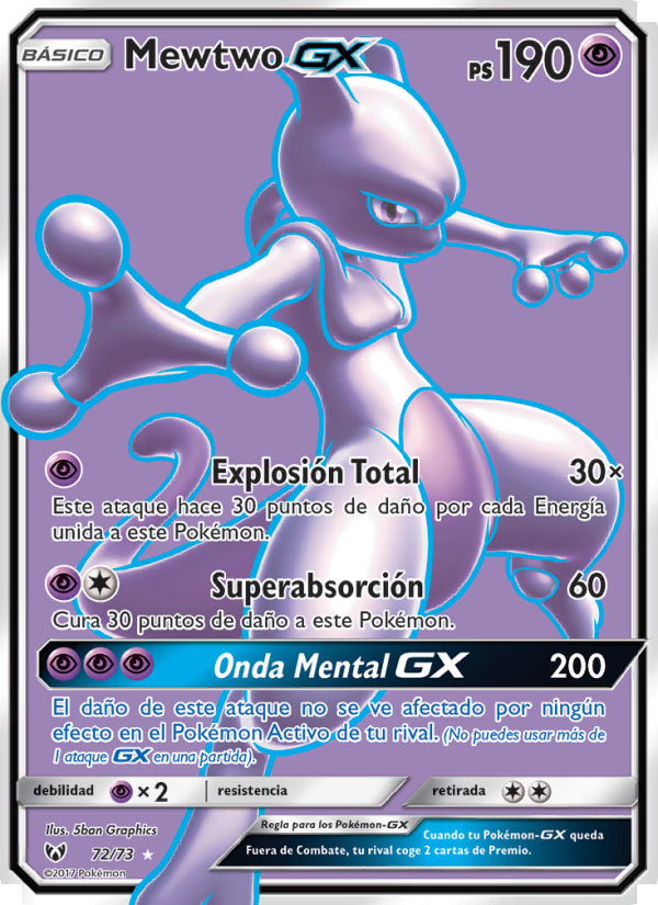Mewtwo GX 72 — Schimmernde Legenden (Spanish Pokémon TCG card)