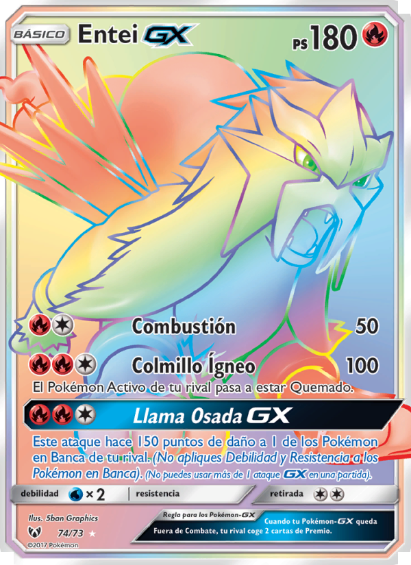 Entei GX 74 — Schimmernde Legenden (Spanish Pokémon TCG card)