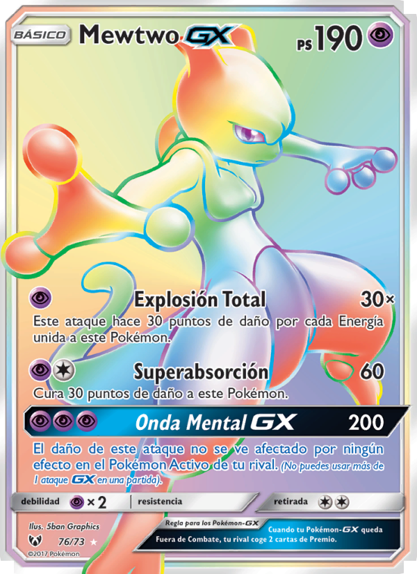 Mewtwo GX 76 — Schimmernde Legenden (Spanish Pokémon TCG card)