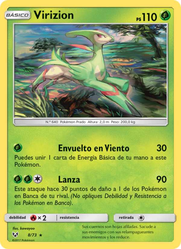 Virizion 8 — Schimmernde Legenden (Spanish Pokémon TCG card)