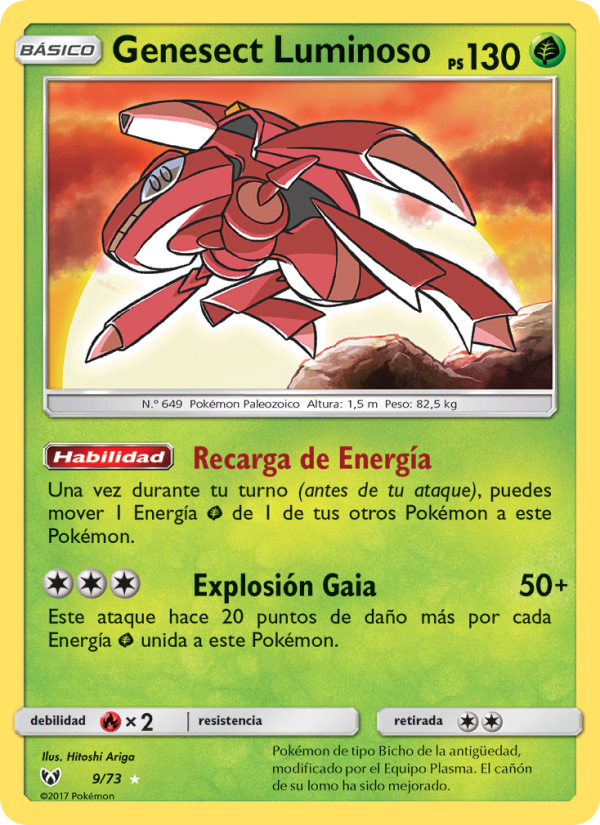 Genesect Luminoso 9 — Schimmernde Legenden (Spanish Pokémon TCG card)
