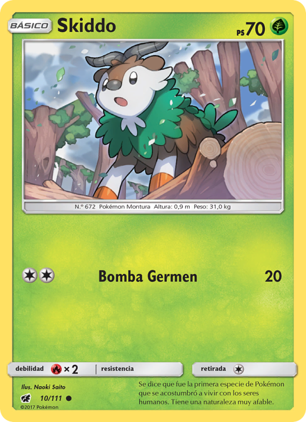 Skiddo 10 — Crimson Invasion (Spanish Pokémon TCG card)