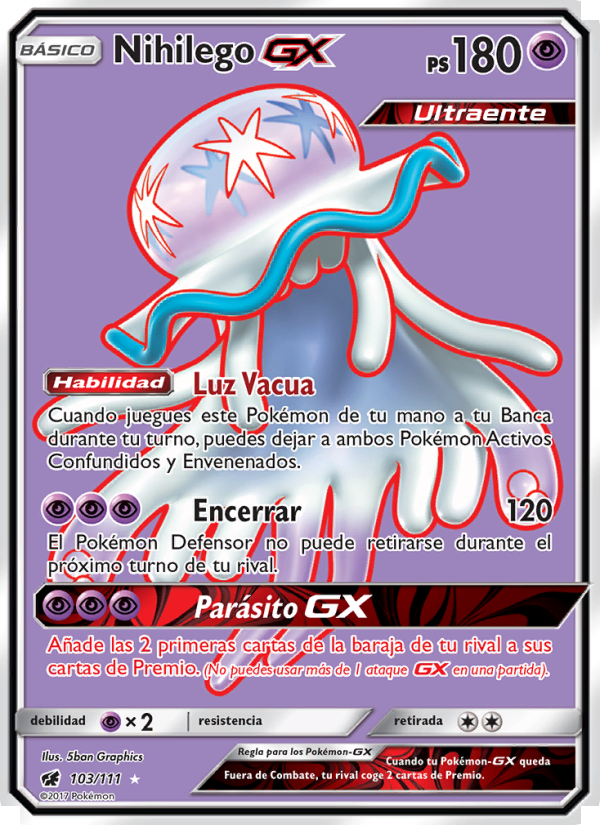 Nihilego GX 103 — Crimson Invasion (Spanish Pokémon TCG card)