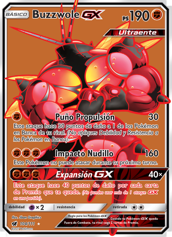 Buzzwole GX 104 — Crimson Invasion (Spanish Pokémon TCG card)