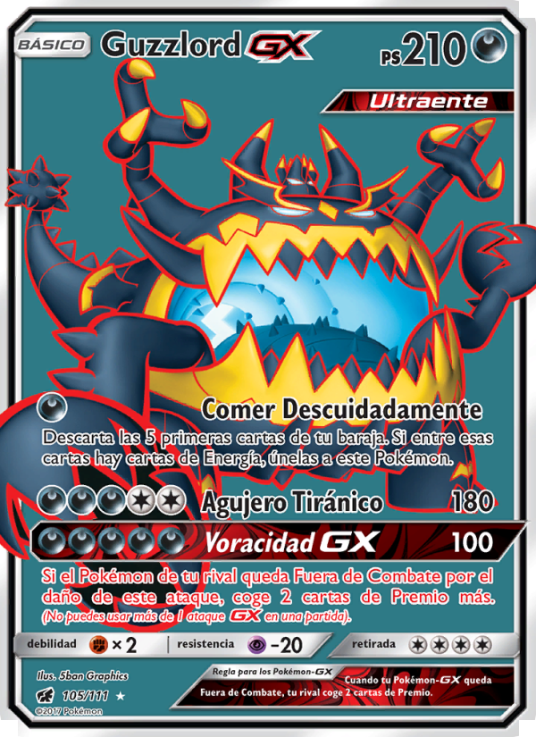 Guzzlord GX 105 — Crimson Invasion (Spanish Pokémon TCG card)