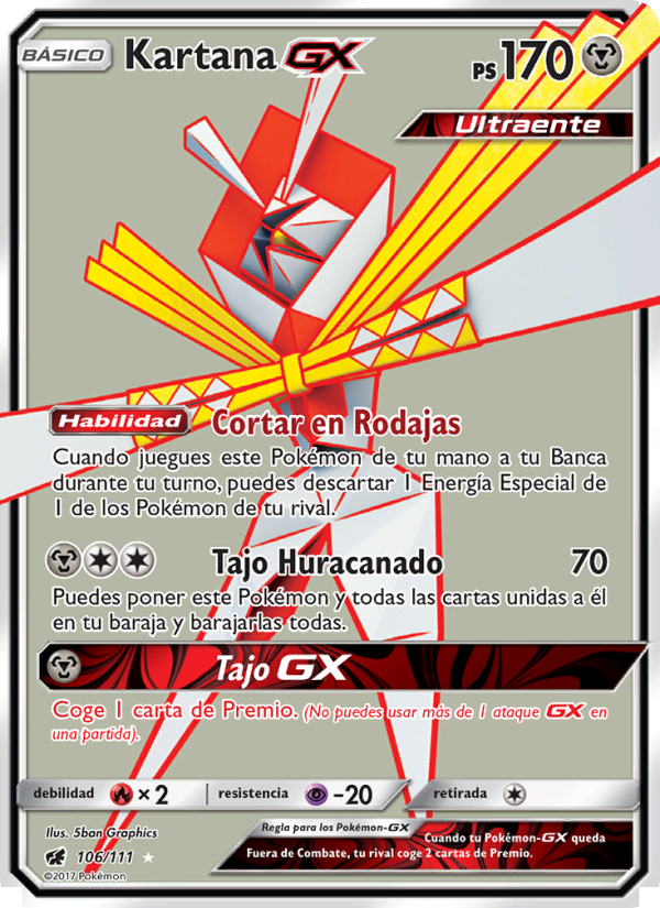 Kartana GX 106 — Crimson Invasion (Spanish Pokémon TCG card)