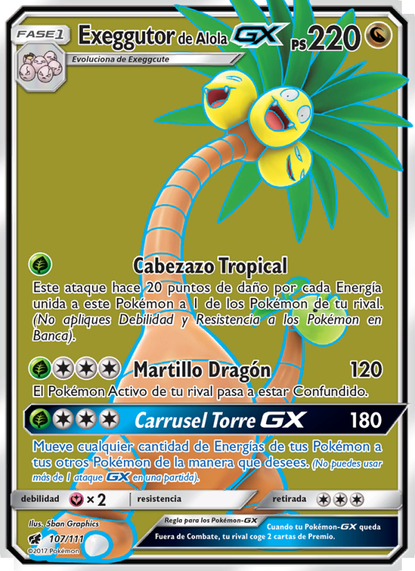 Exeggutor de Alola GX 107 — Crimson Invasion (Spanish Pokémon TCG card)
