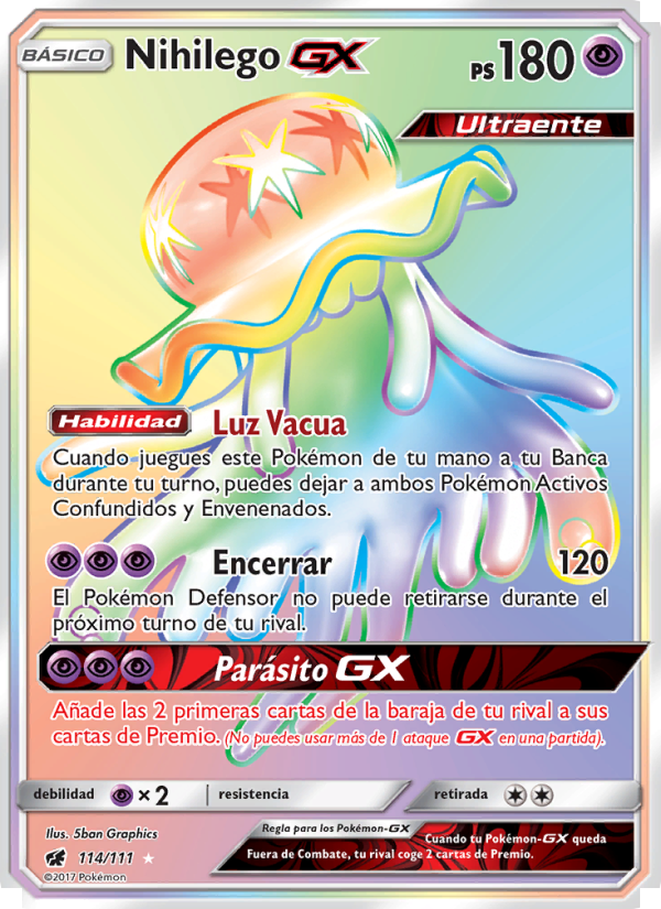 Nihilego GX 114 — Crimson Invasion (Spanish Pokémon TCG card)