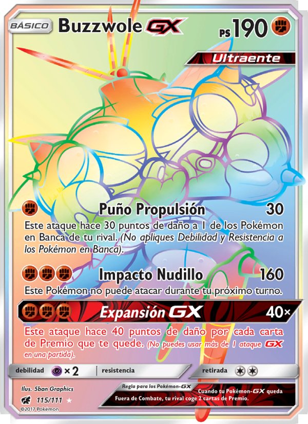 Buzzwole GX 115 — Crimson Invasion (Spanish Pokémon TCG card)