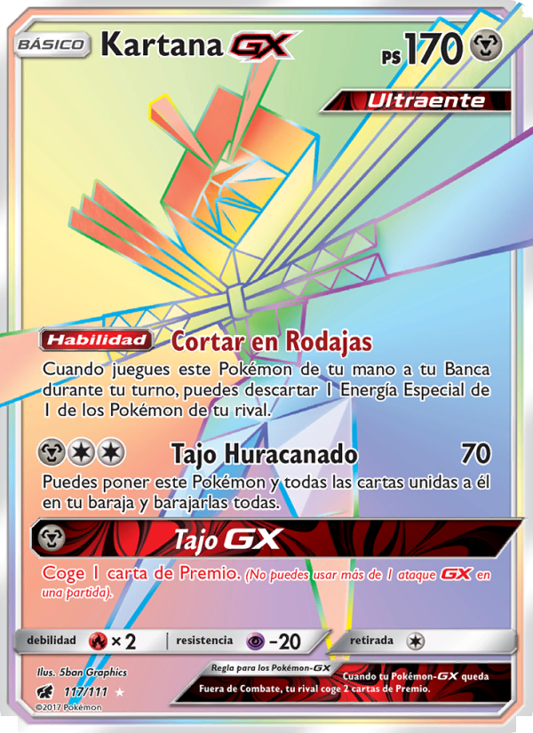 Kartana GX 117 — Crimson Invasion (Spanish Pokémon TCG card)