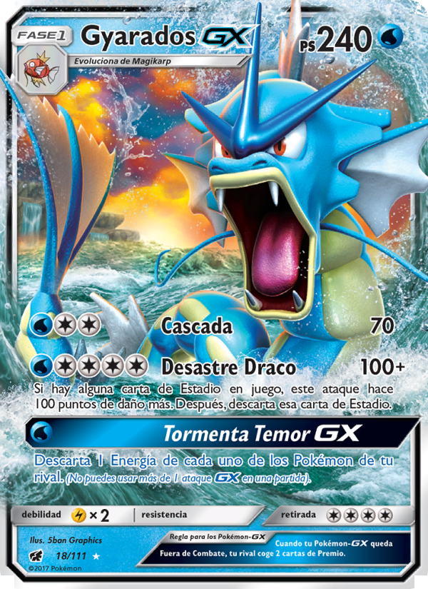 Gyarados GX 18 — Crimson Invasion (Spanish Pokémon TCG card)