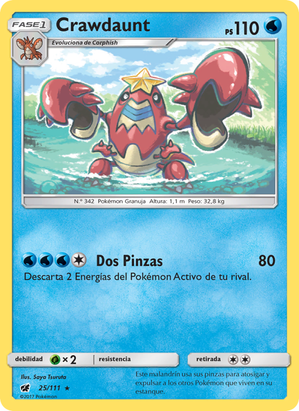 Crawdaunt 25 — Crimson Invasion (Spanish Pokémon TCG card)