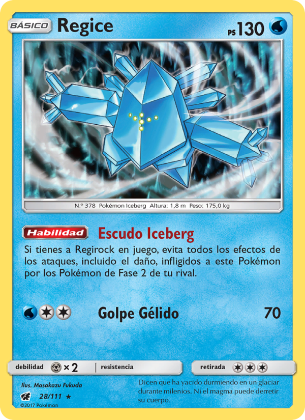 Regice 28 — Crimson Invasion (Spanish Pokémon TCG card)