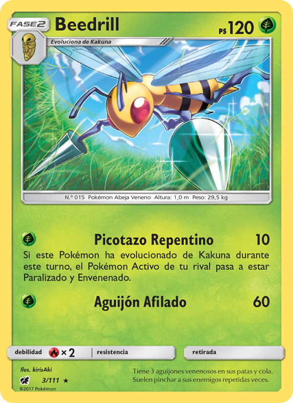 Beedrill 3 — Crimson Invasion (Spanish Pokémon TCG card)