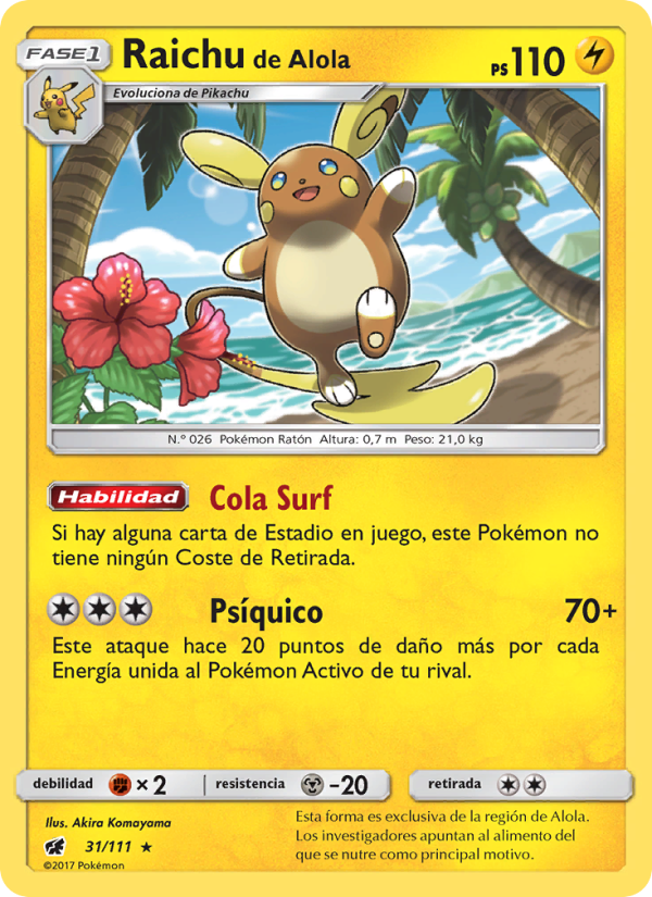 Raichu de Alola 31 — Crimson Invasion (Spanish Pokémon TCG card)