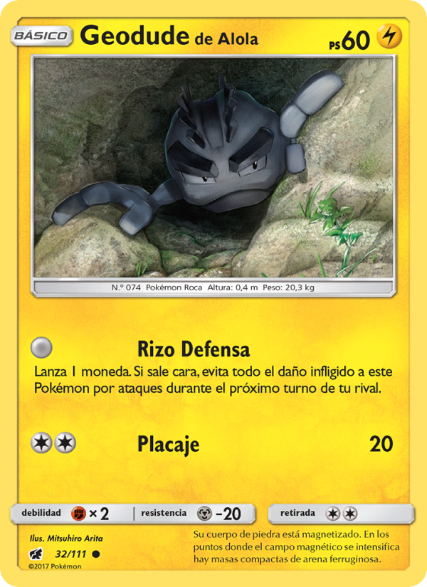 Geodude de Alola 32 — Crimson Invasion (Spanish Pokémon TCG card)