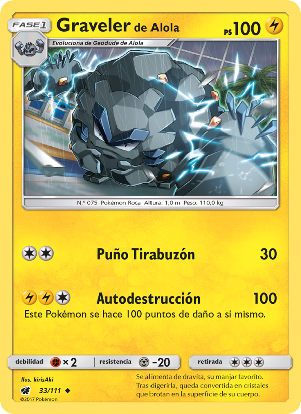 Graveler de Alola 33 — Crimson Invasion (Spanish Pokémon TCG card)