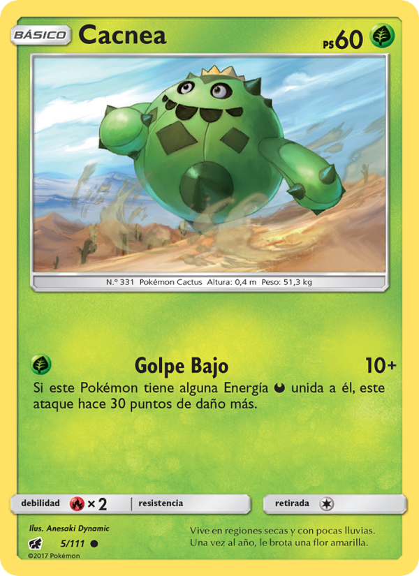Cacnea 5 — Crimson Invasion (Spanish Pokémon TCG card)