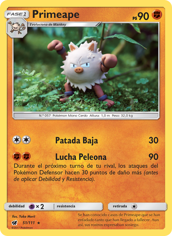 Primeape 51 — Crimson Invasion (Spanish Pokémon TCG card)