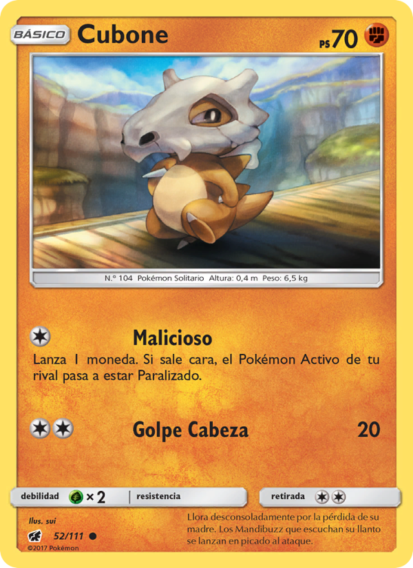 Cubone 52 — Crimson Invasion (Spanish Pokémon TCG card)