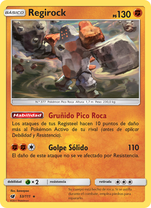 Regirock 53 — Crimson Invasion (Spanish Pokémon TCG card)